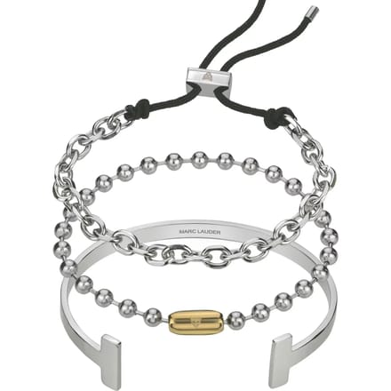 Echte leren/roestvrijstalen armband Marc Lauder