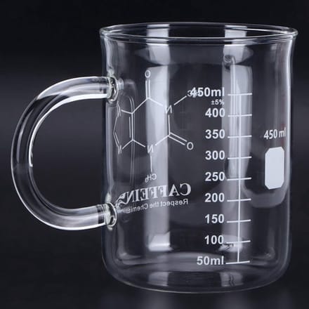 Store_8 - Maatbeker - Cafeïne Molecuul Mok - Unieke Laboratoriumstijl - Transparant