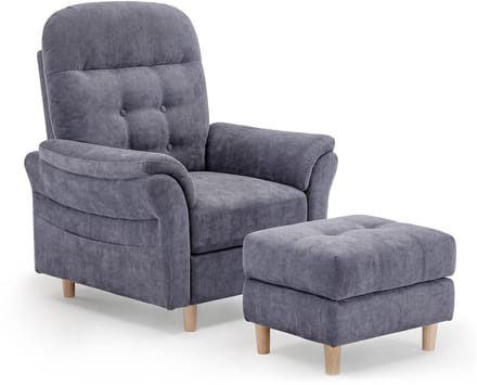 COMHOMA - Relaxstoel met Ligfunctie - Chenille met Hocker en 4-stand Rug - Grijs