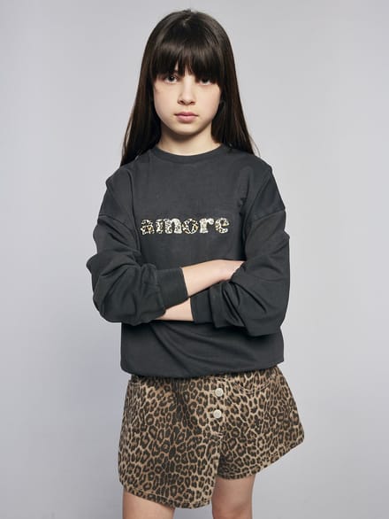 Jonen Oversized sweatshirt met luipaardprint voor meisjes JONEN