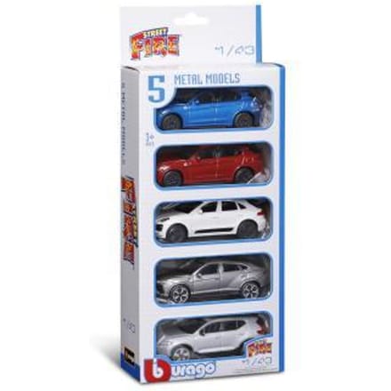 Bburago Burago 1:43 5-pack Street Fire SUV's Auto's op schaal