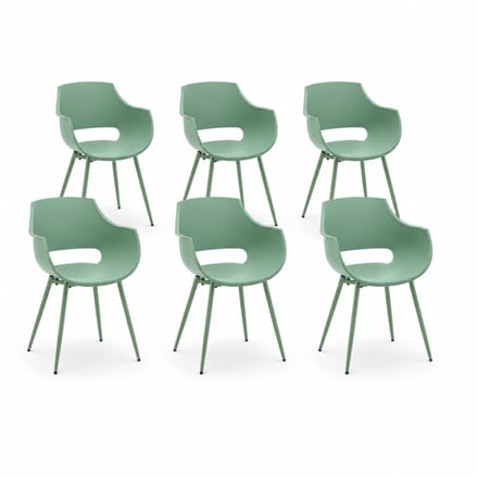 DS4U® - Louis tuinstoel - Set van 6 - Groen - Kunststof - Kuipstoel