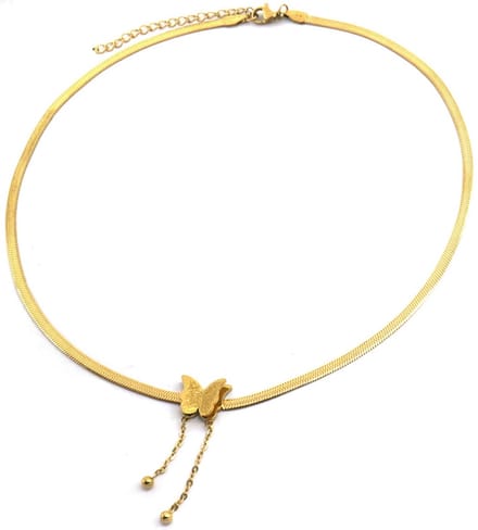 Ketting met Vlinder - RVS - Lengte 40-45 cm - Goudkleurig