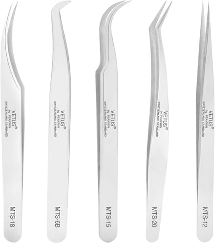 Set van 5 Professionele Wimperpincetten van Roestvrij staal voor Make-up en Handwerken