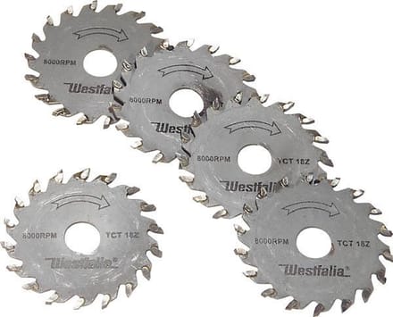 Westfalia Zaagblad set 5-delige, hard metaal, 18 tanden