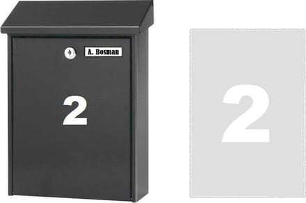Huisnummer sticker 2 WIT (6cm hoog) / plakcijfer / cijfersticker