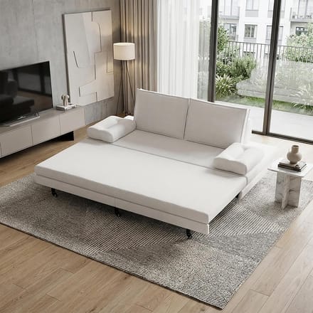Multifunctioneel 2-Persoons Slaapbank 90/180x200cm met Uitschuifbaar Bed en Lattenbodem