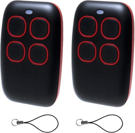 Garage Deuropener Afstandsbediening 433MHz, 4-in-1 Multi Frequentie, Geschikt voor 90+ Merken, Inclusief Rolling Code en Vaste Code, Set van 2 Stuks