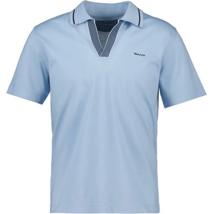 Gant Polo Tipping Details No Buttons Collar Fresh Blue / male