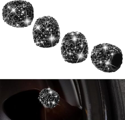 Auto Accessoires - Kristallen Diamant Ventieldoppen - 4 Stuks - Voor Auto Fiets Motor SUV - Zwart