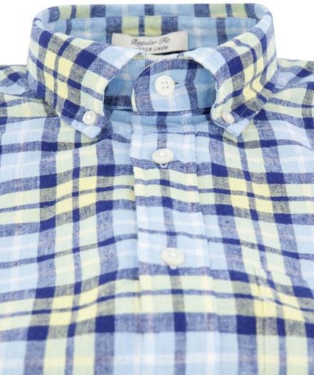 Gant overhemd blauw korte mouw linnen