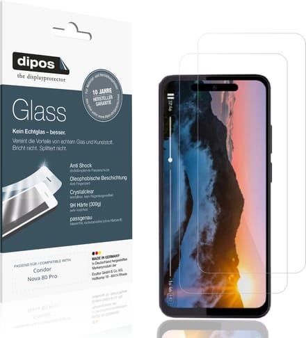 dipos – 2x Pantserfolie geschikt voor Condor Nova 80 Pro | 9H Screenprotector