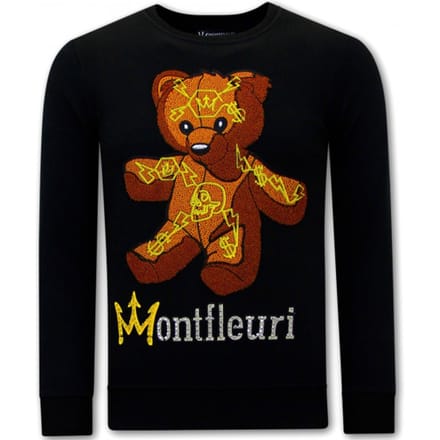Heren Sweater met Print Teddy Bear - 3617 - Zwart