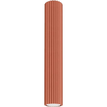 Plafondlamp KARBON 40 lange geribbelde buisspot van 40 cm - Sollux Lighting - IP20 - Okerrood aluminium behuizing - 6.5 x 6.5 x 40 cm - 1 x GU10 LED, exclusief lichtbron - Max. 10 W - Minimalistische plafondlamp voor slaapkamer, woonkamer en gang
