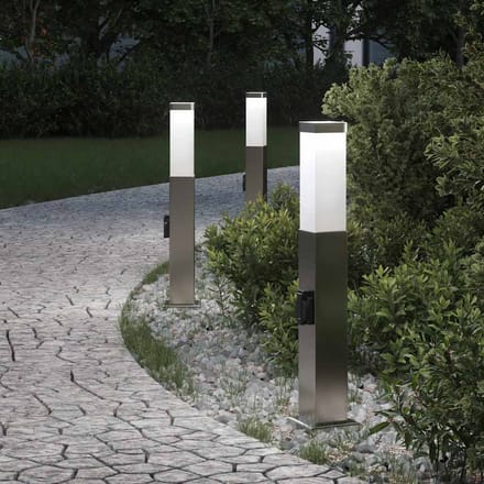 vidaXL Bolderverlichting met stopcontact 3 stuks 50 cm RVS IP44