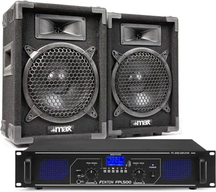 DJ geluidsinstallatie met Bluetooth - MAX8 DJ luidsprekers + Bluetooth versterker combinatie - 800W