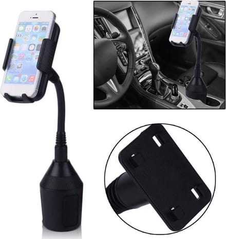 LuxeBass Telefoonhouder Auto Bekerhouder met Lange Zwanenhals 360° roteren - LB431