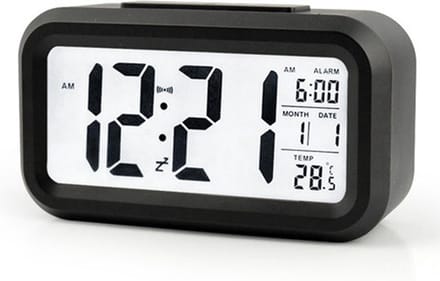 New Age Devi - LED - Alarm Wekker - Temperatuur - Datum - Zwart