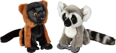 Ravensden - Apen serie pluche knuffels - 2x stuks - Ringstaart Maki en Vari Aapje - 18 cm