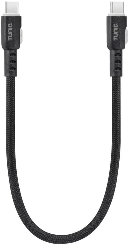 TUNIQ USB C naar USB C Kabel 30cm - Snelladen - Gevlochten - Zwart