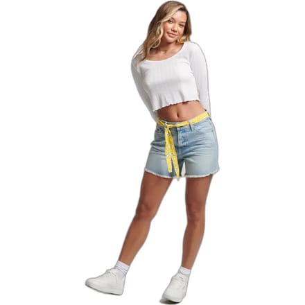 Superdry Vintage Mid Rise Slim Korte Broek Grijs 24 Vrouw