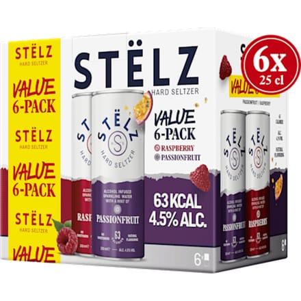 STËLZ Stelz Framboos Passievrucht Hard Seltzer - 6 x 250 ml