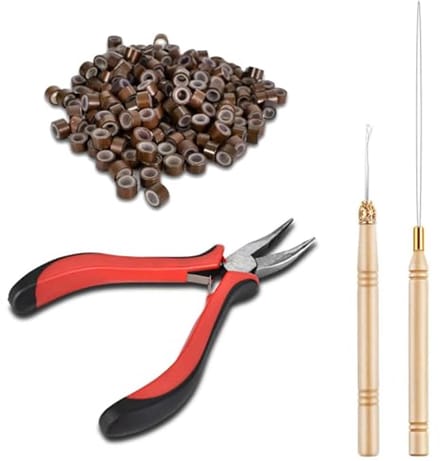 4-in-1 Haarverlenging Set met Microrringen en Gereedschap - Lichtbruin