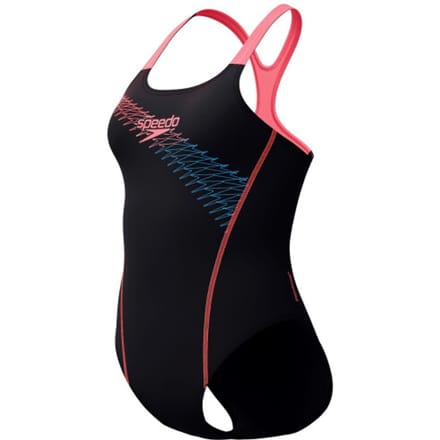 Speedo eco medley logo medalist 1p bla/ora wedstrijd badpak dames -