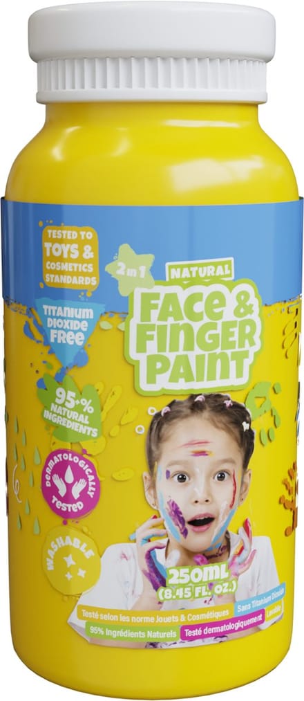 Natural Face & Fingerpaint Fles - Geel, 250ml - schmink