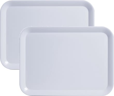 Zeller dienblad rechthoek - 2x stuks - wit - melamine - 44 x 32 cm - Serveerblad