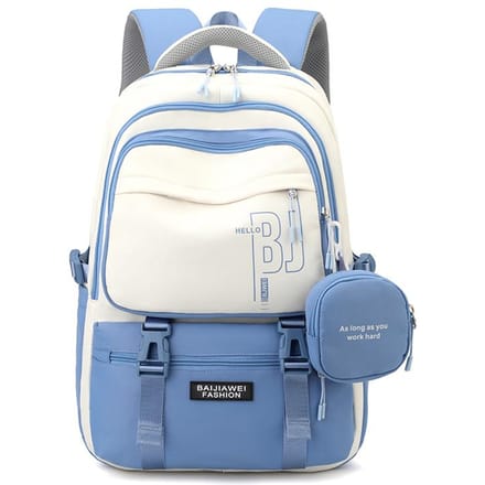Student Rugzak Grote Capaciteit Kinderen Schooltas Dames Dubbele Schouder Kleur Blok Rugzak One Size blauw