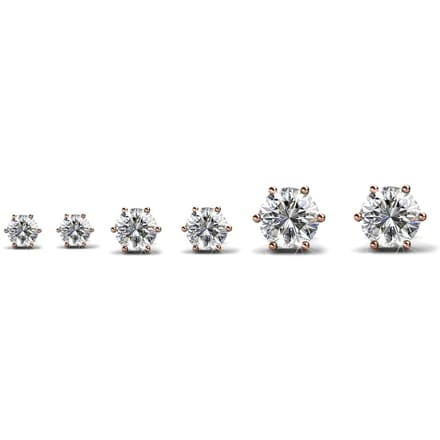 Solitaire oorbellen S, M, L - Roségoud en kristal