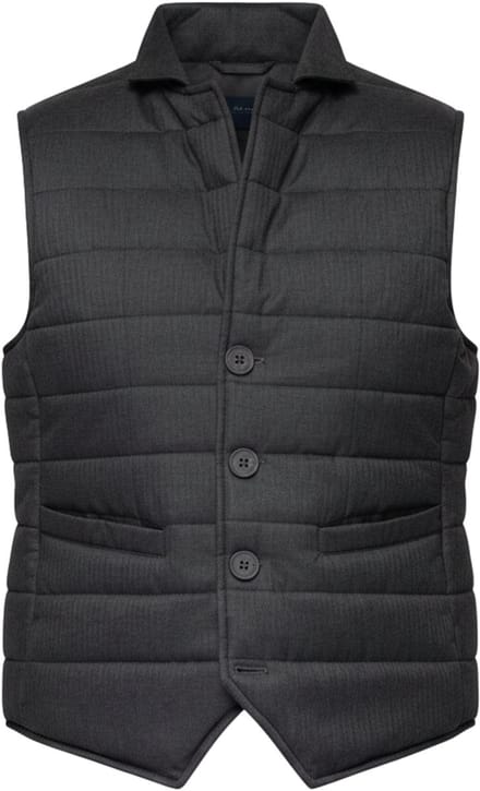 OMBRE Gilet - Regular Fit - Knopen - Effen Donkergrijs gemêleerd S/M
