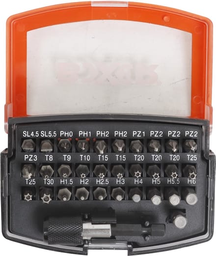 Boxer® bitset in doos met riemclip S2 staal 31 stuks