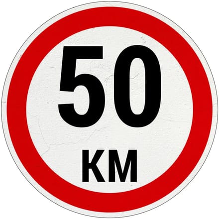 50 km bord | Sign Again materiaal | 30 cm