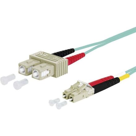 Metz Connect 151J1EOJO10E Glasvezel Optische vezel Aansluitkabel 1.00 m Turquoise [2x SC-stekker - 2x LC-stekker] 50/125 µ Multimode OM3