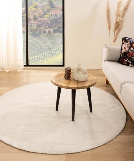 Viscose vloerkleed rond - Glamour wit 200