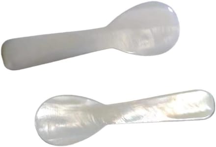 5-delige set witte parelmoer serveerlepels voor caviaar en desserts