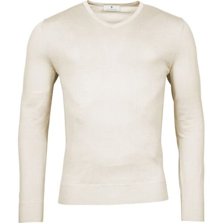 Thomas Maine Trui Fine Merino V-Neck Uni Single Knit Kitt / male
