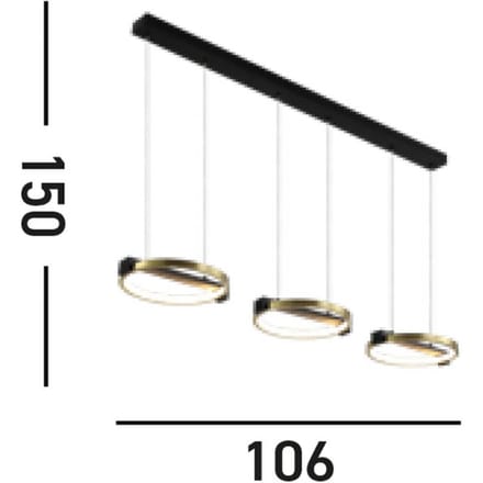 Searchlight Aerial LED hanglamp, 3-lamps, messing/zwart, staal