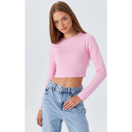 Lange Mouwen Basis Crop Brei Top
