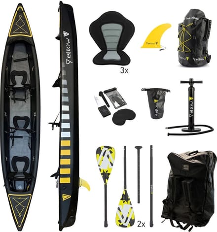 YellowV opblaasbare kajak voor 3 pers. 470 x 85 cm, Yellow V kayak complete set