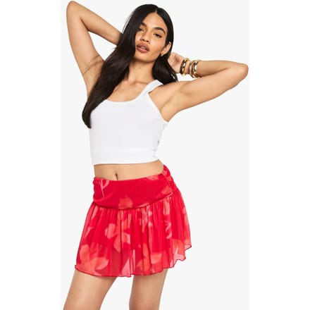 boohoo Dames Bloemrijke bedrukte mesh mini-rok | Pink | Maat: 8