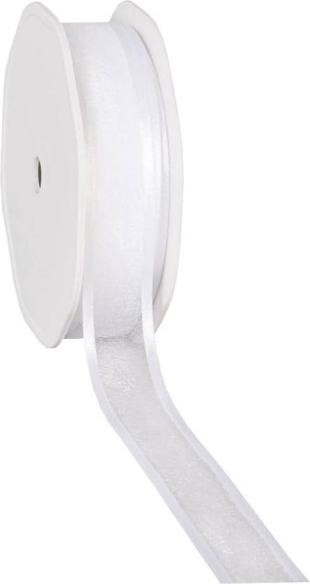 Satin edge Organzalint Wit – 25 mm × 25 m – Organza