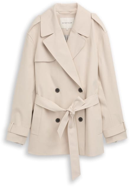 Tom Tailor - Trenchcoat van waterafstotend materiaal - Maat XL - sand stone beige