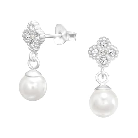 Montebello Oorbellen Bette - 925 Zilver E-Coating - Parel - 8x16mm