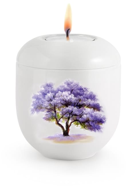Mini urn Hoogglans wit Paulownia – met lichtje