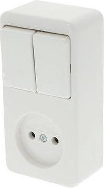 Berker Opbouw Combinatie - Serieschakelaar en Stopcontact - Polarwit