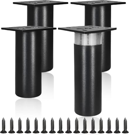 Set van 4 zwarte meubelpoten verstelbaar 10-12mm