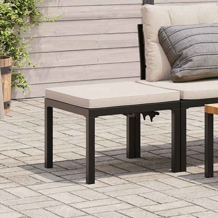vidaXL - Tuinkruk - met - kussen - gepoedercoat - staal - zwart